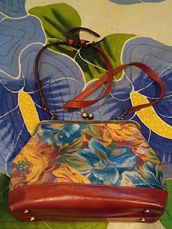 Patricia Nash Handbags - Patricia Nash Leather Bag FLoral Elsworth Satchel Blue Yellow Purse